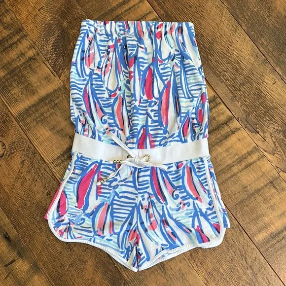 Lilly Pulitzer Dixon Terrycloth Romper Red, Right, Return XS - Picture 5 of 8